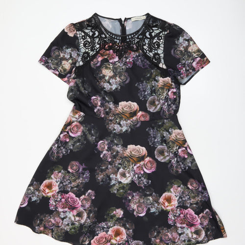 Oasis Women’s Multicoloured Floral Lace A-Line Dress Size 14