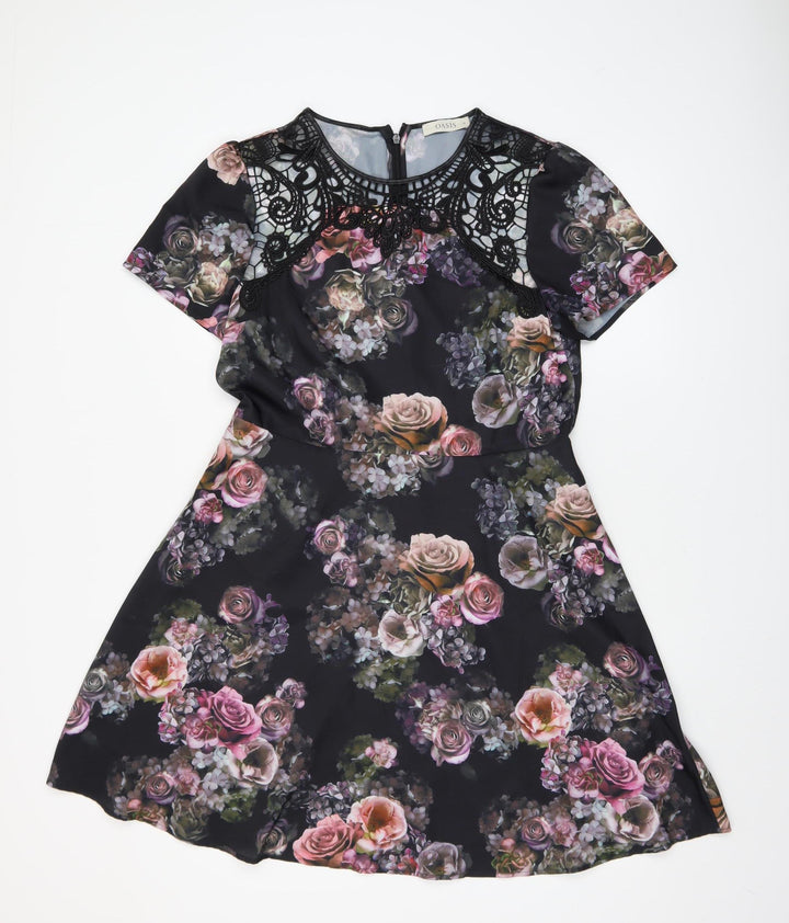 Oasis Women’s Multicoloured Floral Lace A-Line Dress Size 14