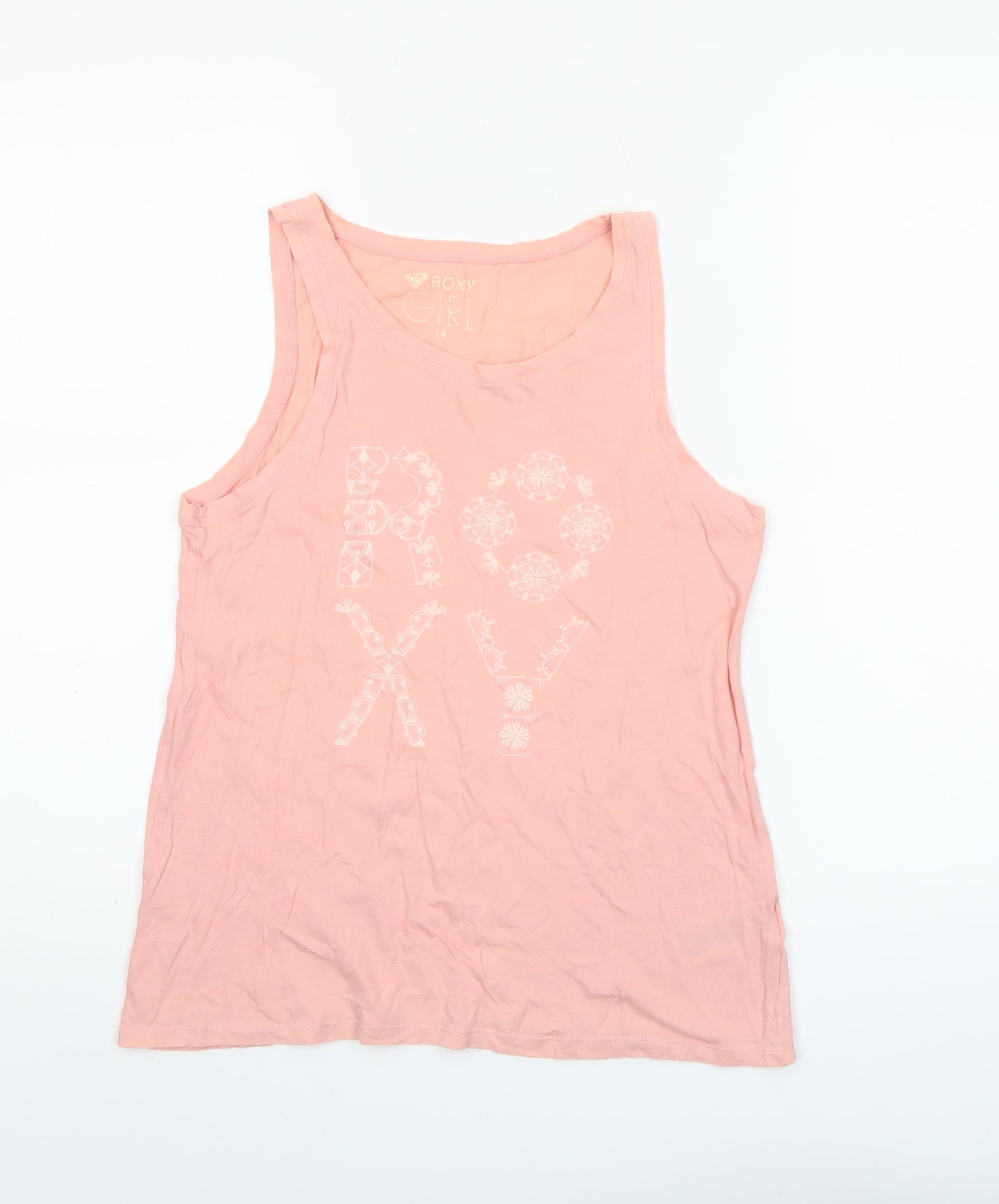 Roxy Teens Pink 100% Cotton Tank Top Size 14 Sleeveless
