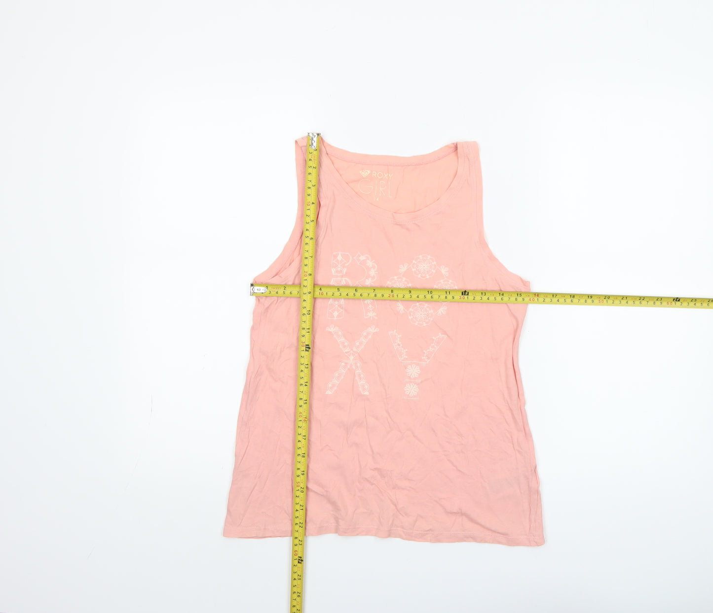 Roxy Teens Pink 100% Cotton Tank Top Size 14 Sleeveless