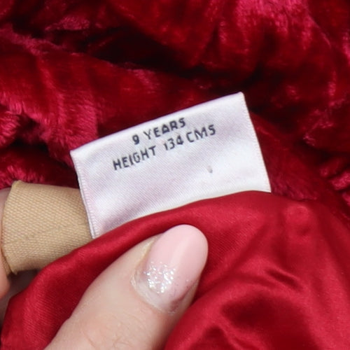 Next Girls Red Velvet Beaded Party Dress 9 Years Fit & Flare Knee Length