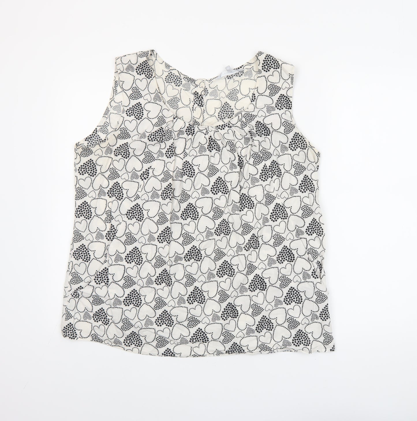 Red Herring Womens White Heart Print Sleeveless Cotton Blouse Size 18