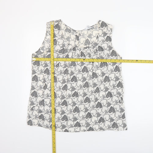 Red Herring Womens White Heart Print Sleeveless Cotton Blouse Size 18