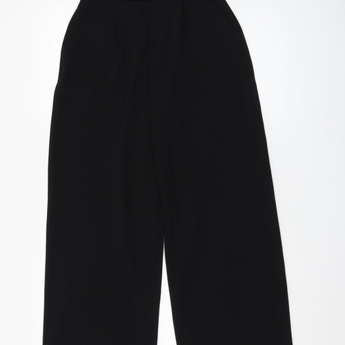 JDY Women's Black Cropped Wide-Leg Trousers Size S High Waist