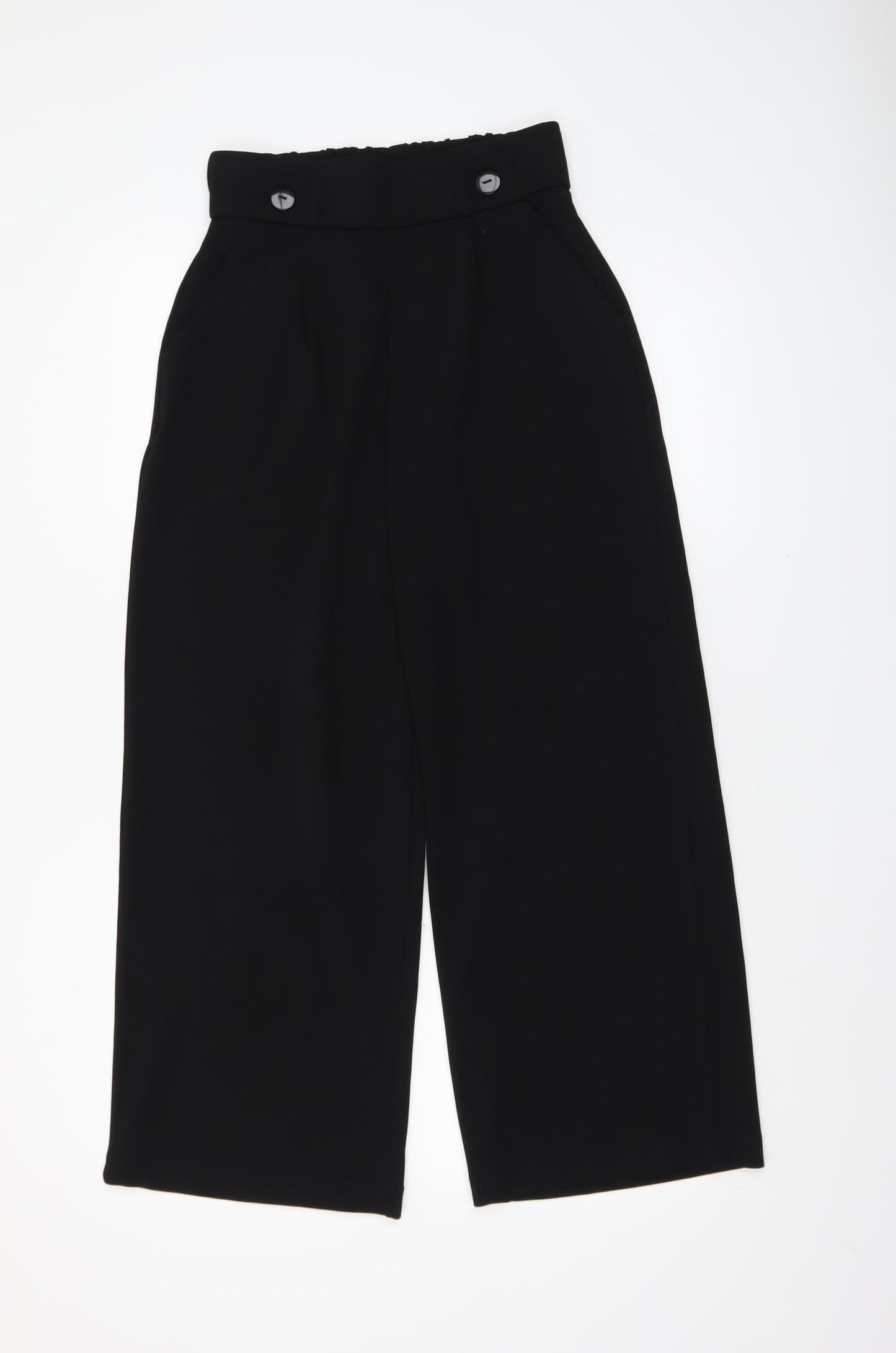 JDY Women's Black Cropped Wide-Leg Trousers Size S High Waist