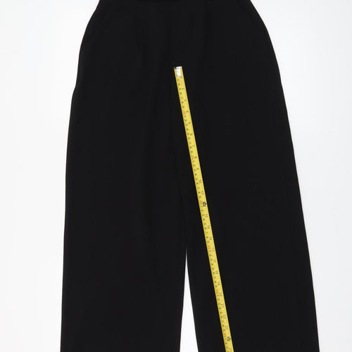JDY Women's Black Cropped Wide-Leg Trousers Size S High Waist