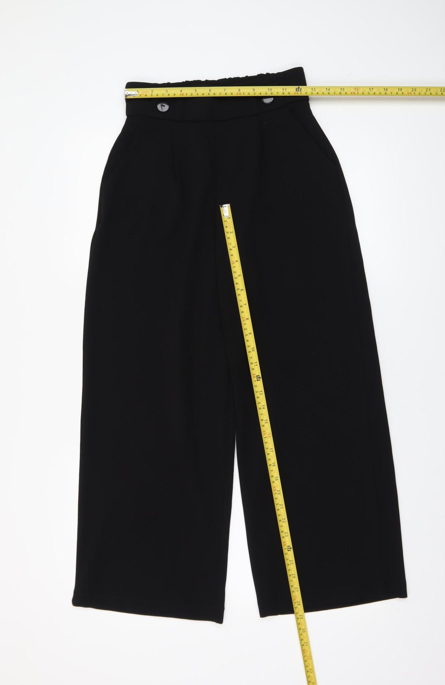 JDY Women's Black Cropped Wide-Leg Trousers Size S High Waist