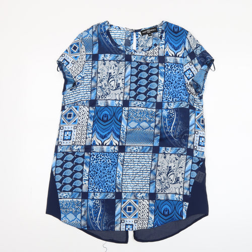 Marc Angelo Women's Blue Geometric Tunic Blouse Size 12