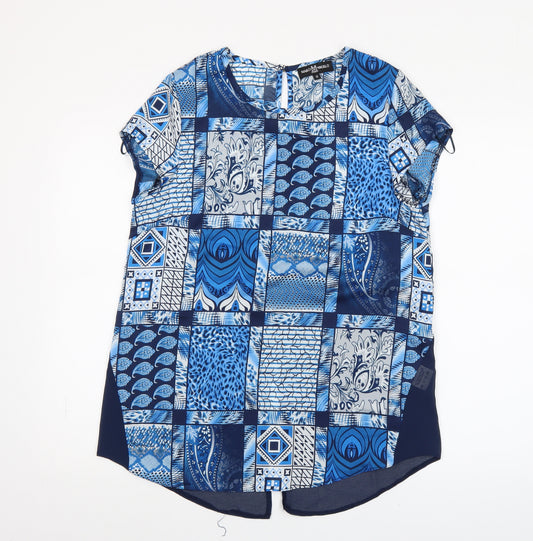 Marc Angelo Women's Blue Geometric Tunic Blouse Size 12