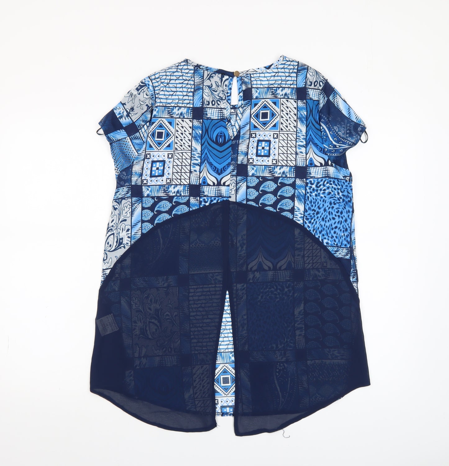 Marc Angelo Women's Blue Geometric Tunic Blouse Size 12