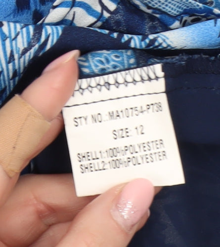 Marc Angelo Women's Blue Geometric Tunic Blouse Size 12