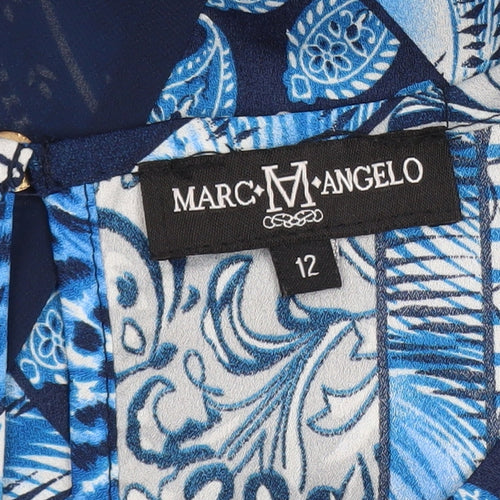Marc Angelo Women's Blue Geometric Tunic Blouse Size 12