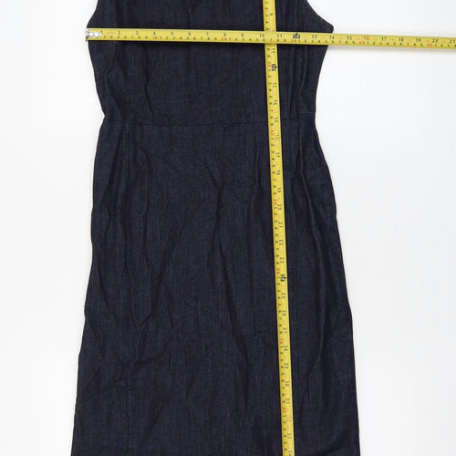 Zara Basic Women's Blue Denim Sheath Dress Size S Sleeveless V-Neck