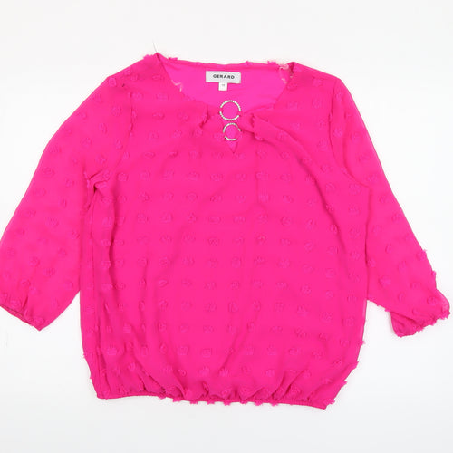 Gerard Womens Pink Chiffon 3/4 Sleeve Tunic Blouse Size 10