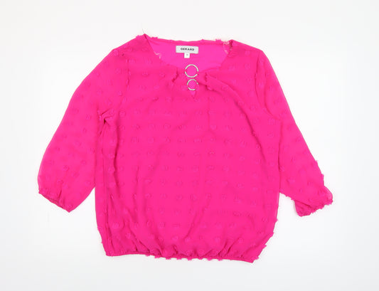 Gerard Womens Pink Chiffon 3/4 Sleeve Tunic Blouse Size 10