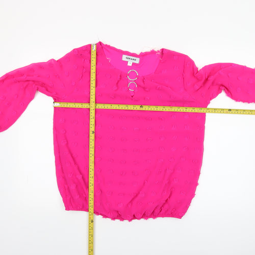 Gerard Womens Pink Chiffon 3/4 Sleeve Tunic Blouse Size 10