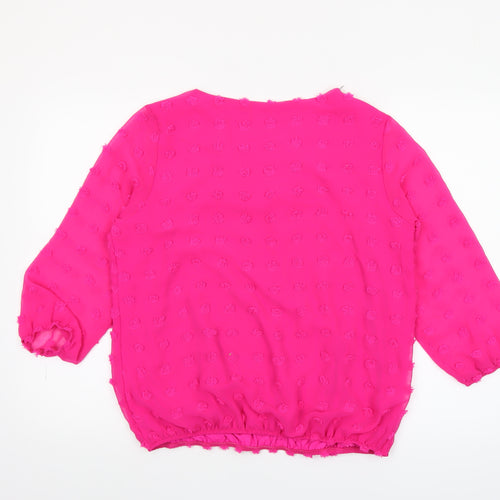 Gerard Womens Pink Chiffon 3/4 Sleeve Tunic Blouse Size 10
