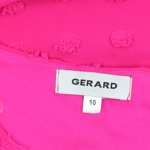 Gerard Womens Pink Chiffon 3/4 Sleeve Tunic Blouse Size 10