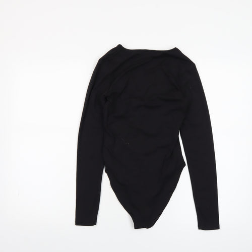 H&M Womens Black Long Sleeve V-Neck Jersey Bodysuit XS