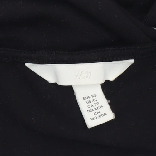 H&M Womens Black Long Sleeve V-Neck Jersey Bodysuit XS