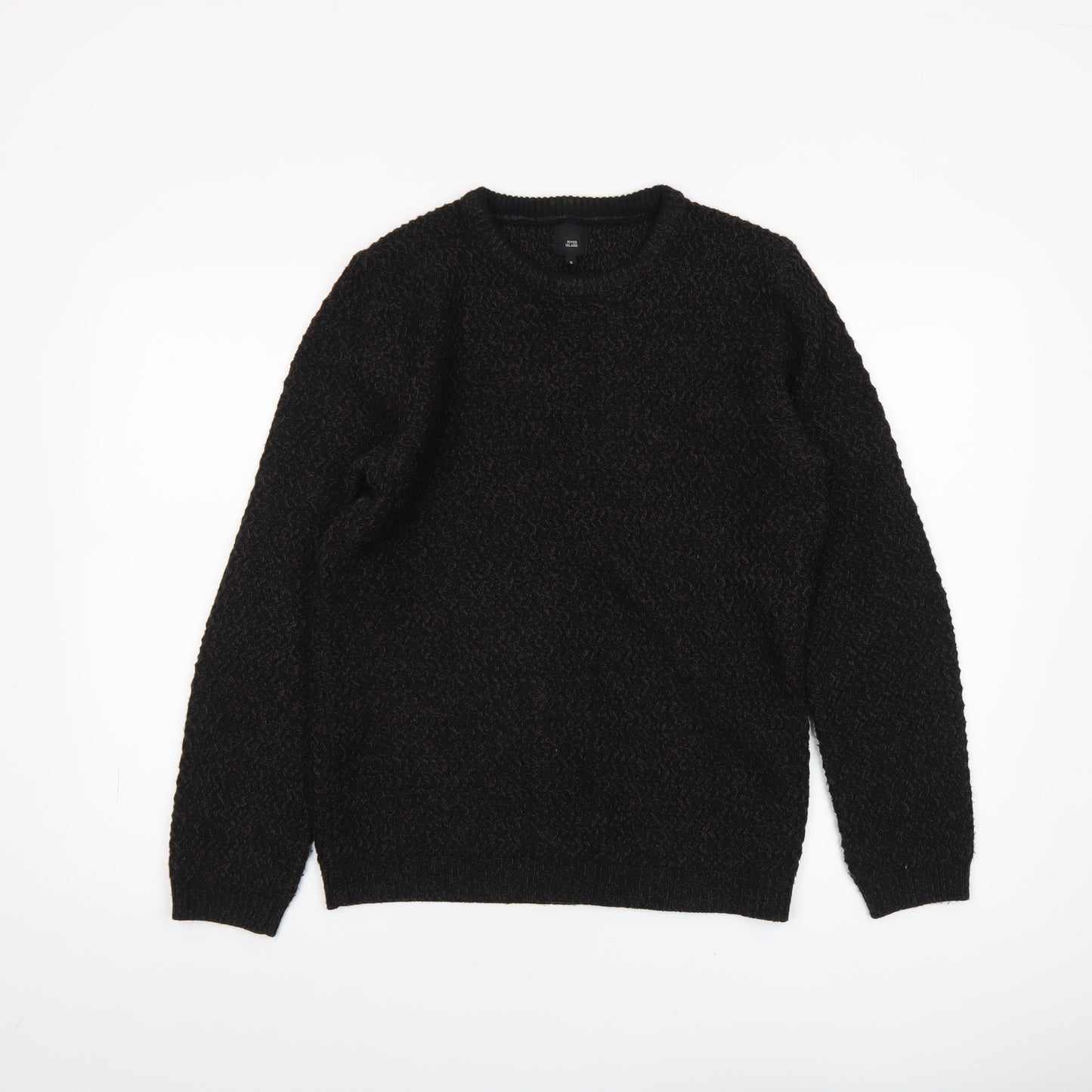 River Island Men's Black Chunky Knit Jumper Size S