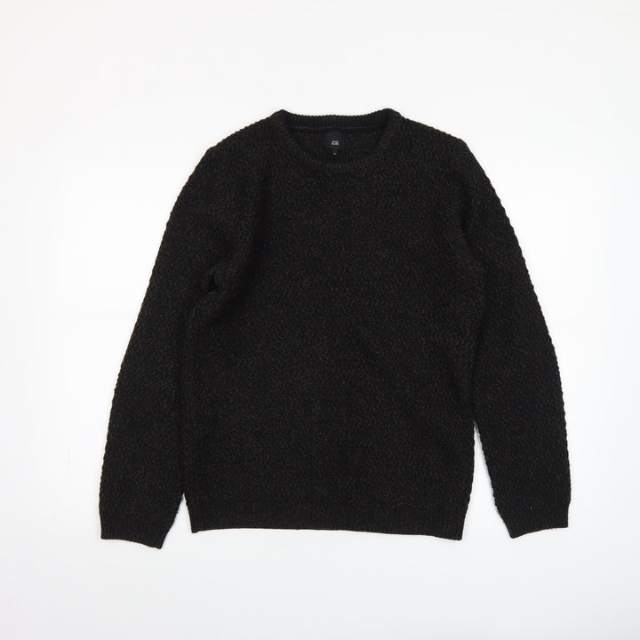 River Island Men's Black Chunky Knit Jumper Size S
