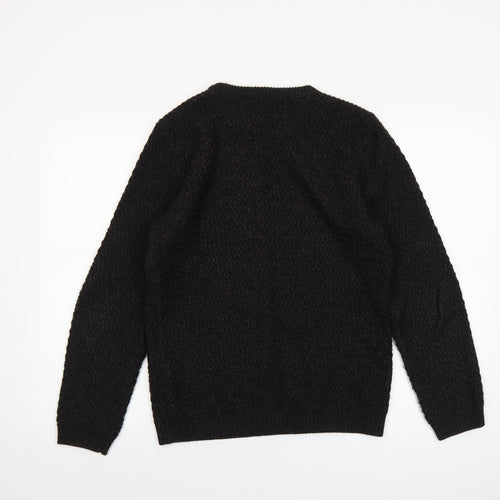 River Island Men's Black Chunky Knit Jumper Size S