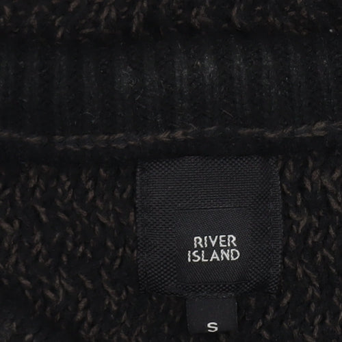 River Island Men's Black Chunky Knit Jumper Size S