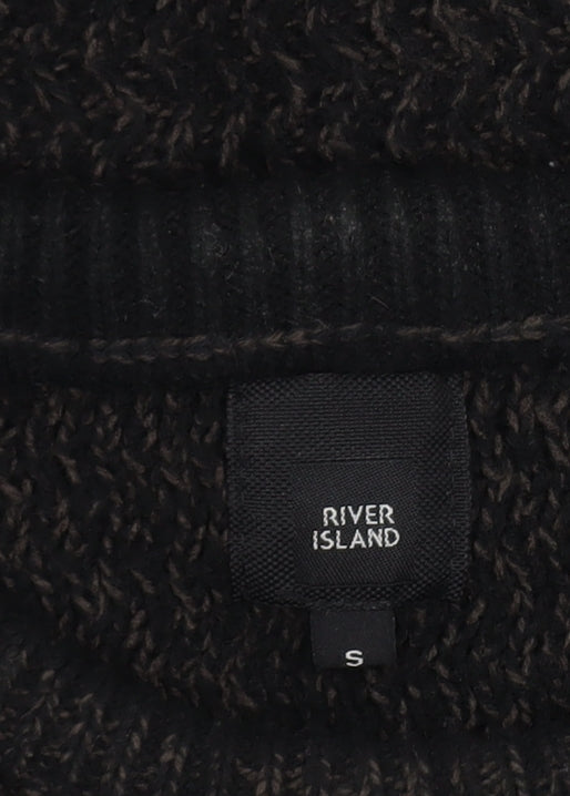 River Island Men's Black Chunky Knit Jumper Size S