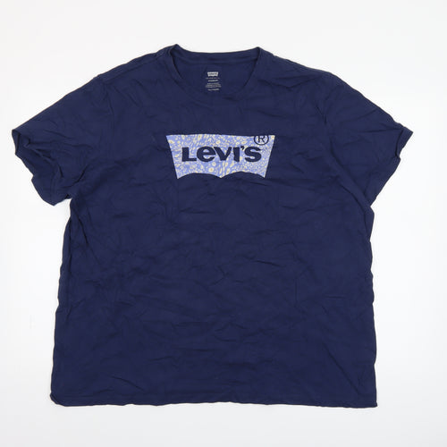Levi's Women's Blue 2XL Basic Crew Neck Cotton T-Shirt