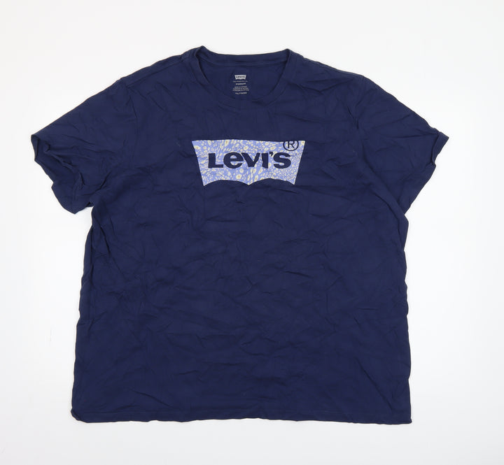Levi's Women's Blue 2XL Basic Crew Neck Cotton T-Shirt