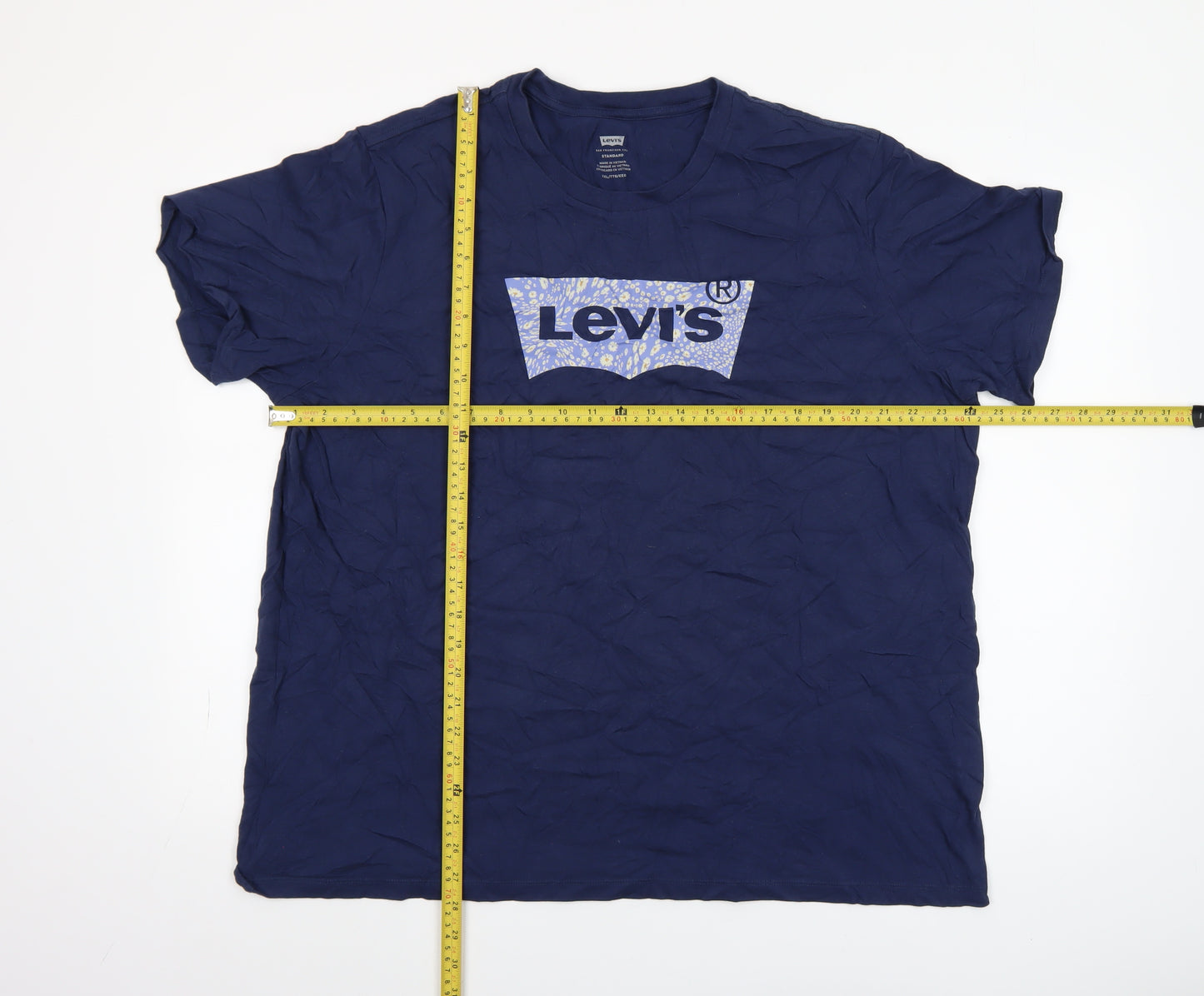 Levi's Women's Blue 2XL Basic Crew Neck Cotton T-Shirt