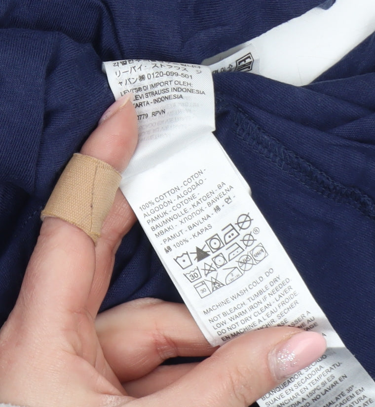 Levi's Women's Blue 2XL Basic Crew Neck Cotton T-Shirt