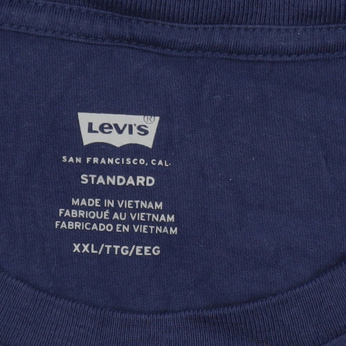 Levi's Women's Blue 2XL Basic Crew Neck Cotton T-Shirt