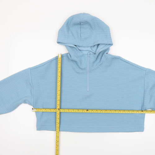 Monki Women's Blue 1/4 Zip Cropped Hoodie Size Small