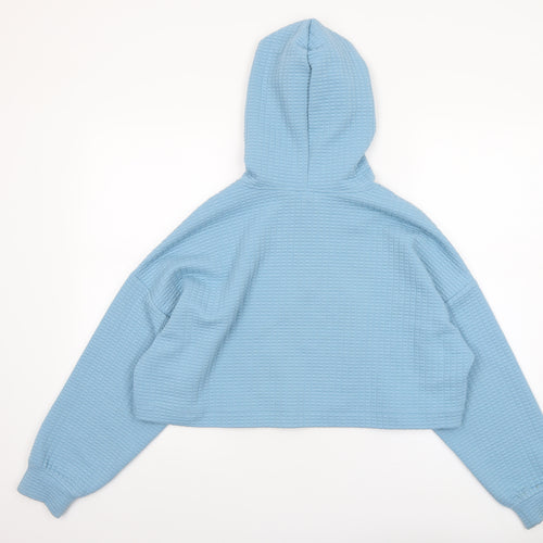 Monki Women's Blue 1/4 Zip Cropped Hoodie Size Small