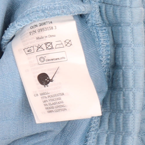Monki Women's Blue 1/4 Zip Cropped Hoodie Size Small