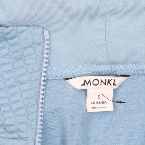 Monki Women's Blue 1/4 Zip Cropped Hoodie Size Small