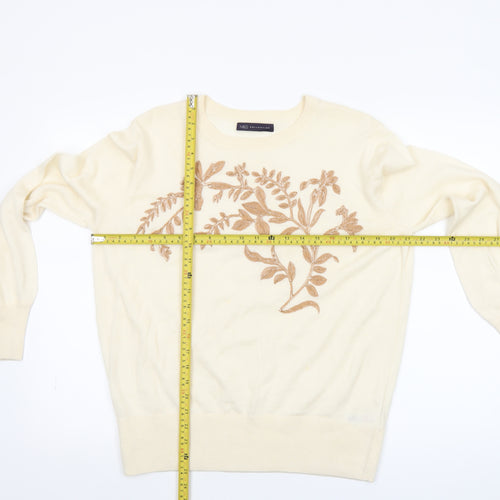 Marks and Spencer Womens Ivory Floral Embroidered Jumper Size 14