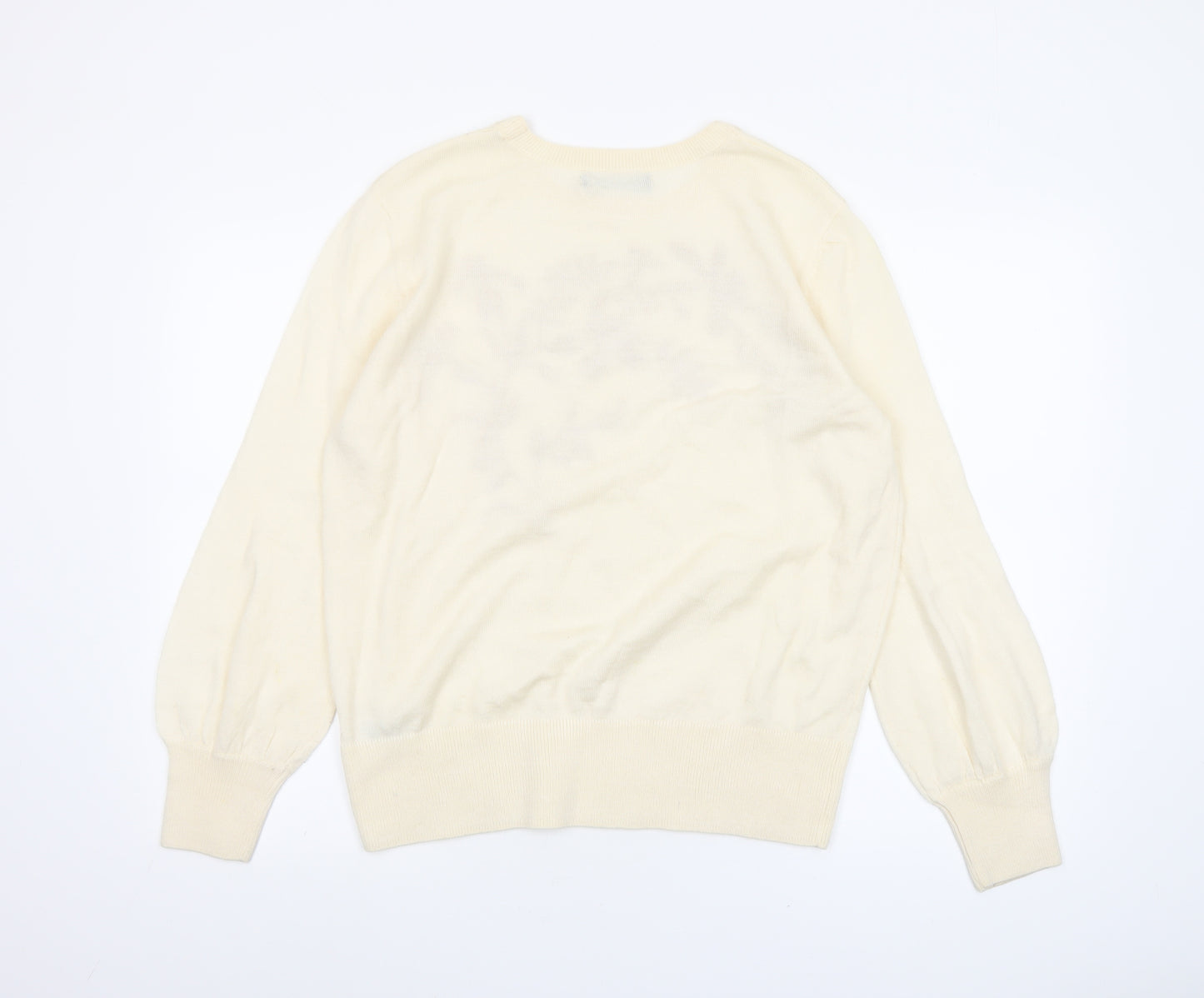 Marks and Spencer Womens Ivory Floral Embroidered Jumper Size 14