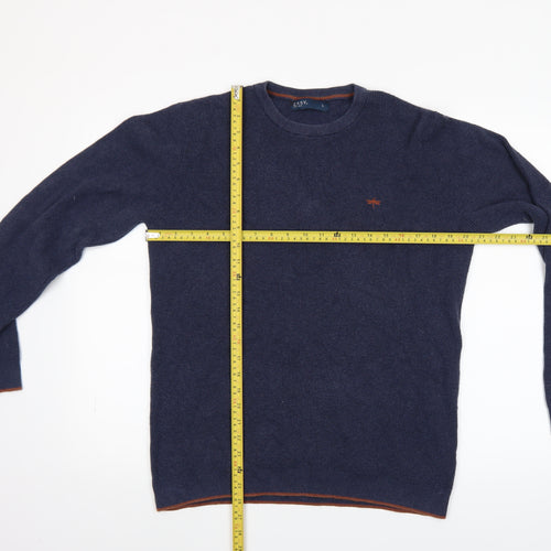Easy Men’s Blue Cotton Blend Crew Neck Jumper Size L