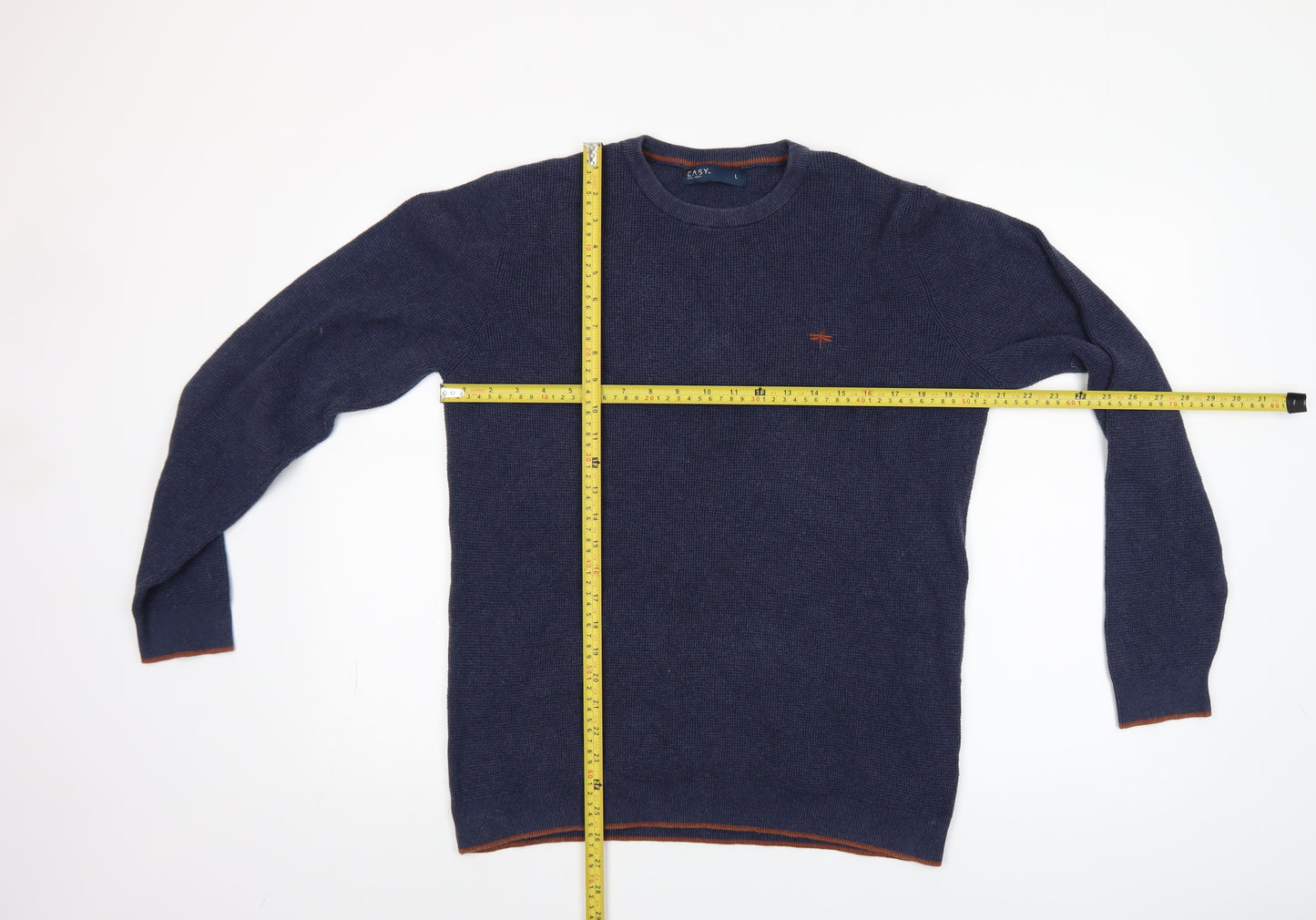 Easy Men’s Blue Cotton Blend Crew Neck Jumper Size L