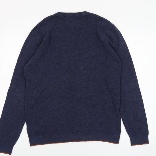 Easy Men’s Blue Cotton Blend Crew Neck Jumper Size L