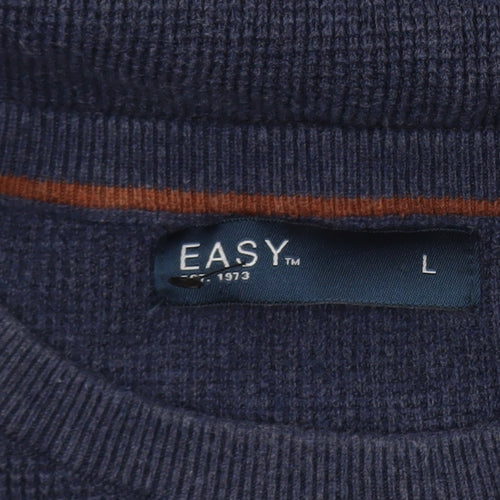 Easy Men’s Blue Cotton Blend Crew Neck Jumper Size L