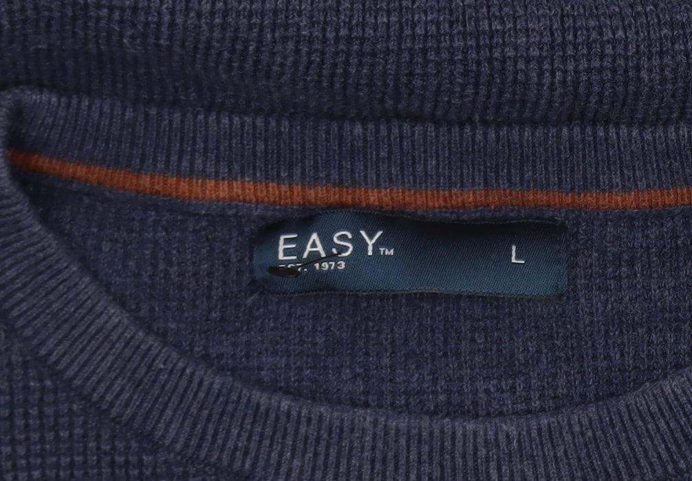 Easy Men’s Blue Cotton Blend Crew Neck Jumper Size L