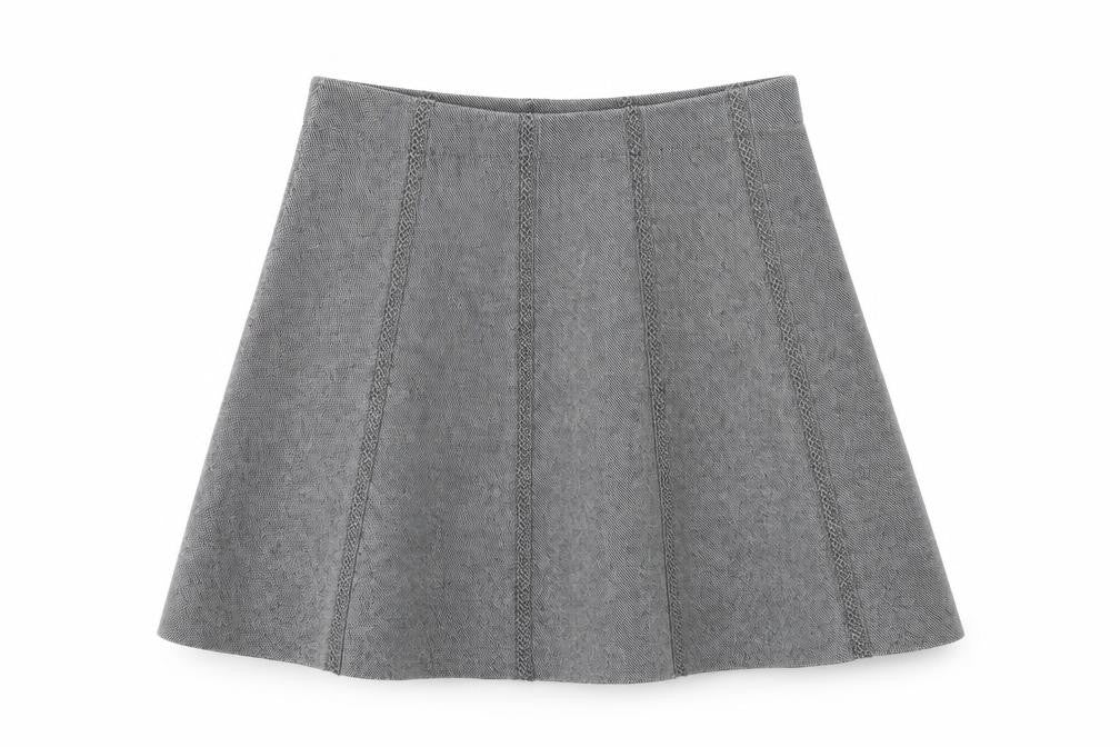 Front view of Zara Women Grey A-Line Knit Skirt, size 12