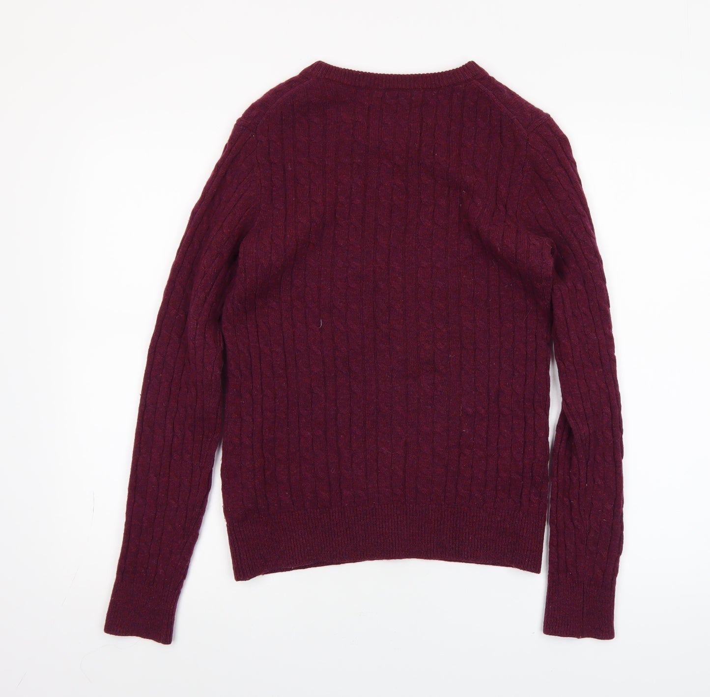 Jack Wills Women's Red Merino Wool Cable Knit Jumper Size 12