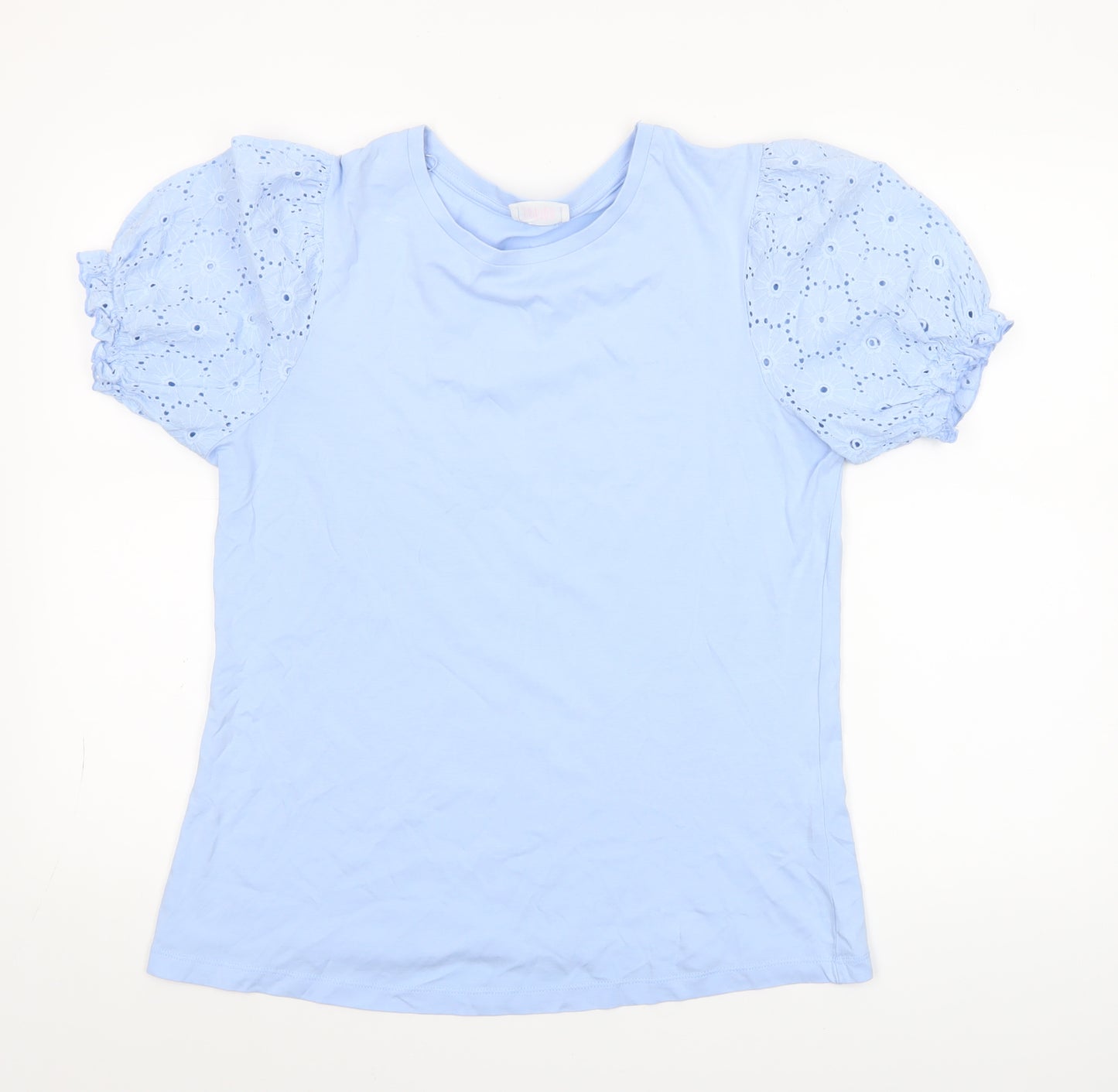Savida Women Blue Puff Sleeve Cotton T-Shirt Size 14