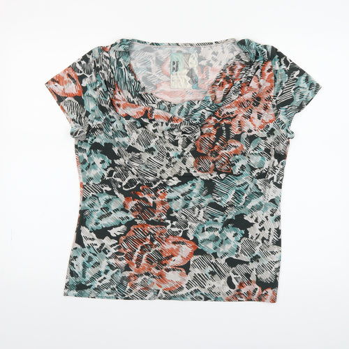 Betty Jackson Black Women's Multicoloured Floral Cowl Neck Top Size 16