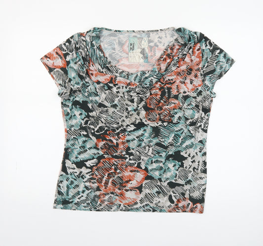 Betty Jackson Black Women's Multicoloured Floral Cowl Neck Top Size 16